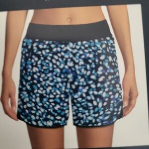 Land's End Women XL 5" Swim Board Shorts Blue Pockets Stretch With Panty